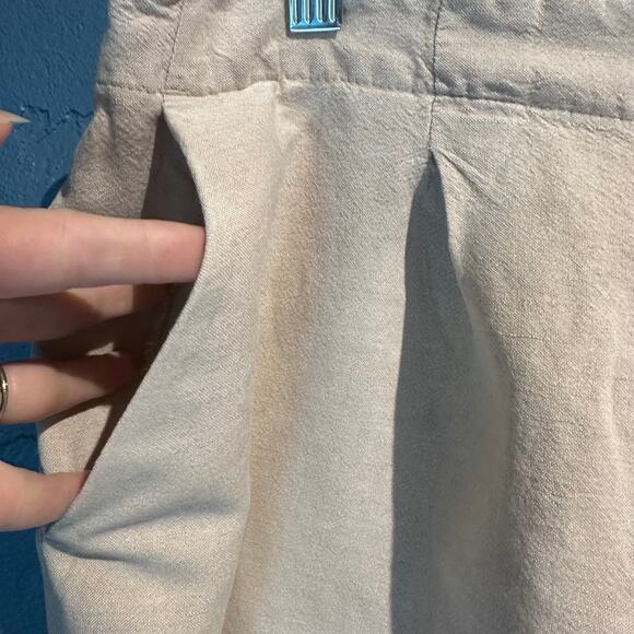 Loft Linen Blend Light Khaki Pull On Shorts Micro Mini Short Size XL Pockets - Picture 7 of 8
